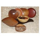 WOOD FRUIT, BOWLS, PLATES ETC