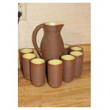 PIGEON FORGE POTTERY PITCHER AND TUMBLERS