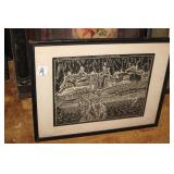 ASSORTED FRAMED WOODBLOCK PRINTS