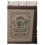 FRAMED  ART INCLUDES CROSS STITCHING