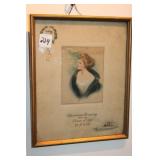 9" X 11" FRAMED 1911 CHRISTMAS GREETING