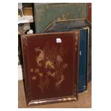 COLLECTION OF LACQUERED METAL AND WOOD TRAYS