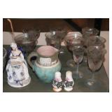 POLISH CRYSTAL GLASS BOWLS AND FLORAL STEMS
