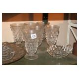 SET OF FOSTORIA GLASSES BOWLS AND PLATTER