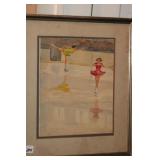 FRAMED ICE SKATERS WATERCOLOR