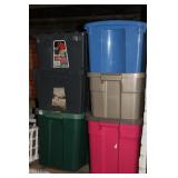 TWO TOWERS OF TUBS WITH LIDS