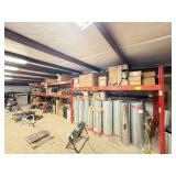 Shelving red orange six shelves located upstairs