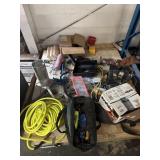 C-clamp, fire logs, pair of wheel scotches