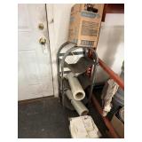 Plastic shelf and contents 2 gallons Muratic acid