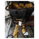 2 DEWALT side grinders & 1 roll around DeWalt bag