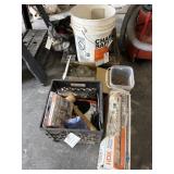 5 gallon buckets of Nails boxes, sheet metal