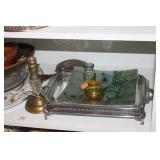 GLASS TRAYS, LAMP CHIMNEYS, ETC