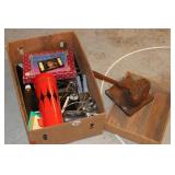 CARVED GAVEL, THERMOS, UTENSILS ETC