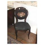 SIDE CHAIR WITH NEEDLEPOINT FORAL BACKREST