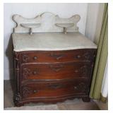 VICTORIAN WALNUT MARBLE TOP CHEST