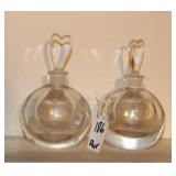 PAIR BOTTOM SIGNED CRYSTAL PERFUME BOTTLES
