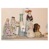 DOG FIGURINES, SMALL VASE & OTHER FIGURINES