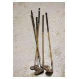 5 HICKORY SHAFT GOLF CLUBS