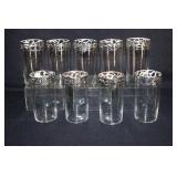 9 SILVER RIMMED TUMBLERS