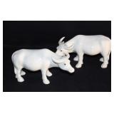 PAIR UNMARKED PORCELAIN WATER BUFFALOS