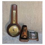 BRONZED SHOE AND BAROMETER
