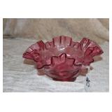 FENTON CRANBERRY COIN DOT BOWL