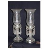 PAIR BOUDOIR HURRICANE LAMPS