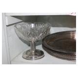 SILVER PLATE TRAYS AND CENTER COMPOTE