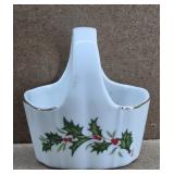 Holly Leaf Porcelain Basket w/ Gold Trim