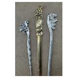 2pc Silver Tone Hair Pins & Golden Letter Opener