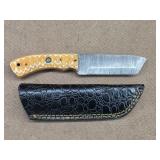 Orange Creamsicle Damascus Knife w/ Sheath