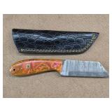 Sherbet Damascus Utlity Knife w/ Sheath