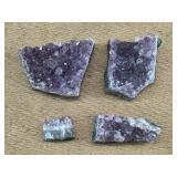 4 Natural Purple Amethyst Geodes