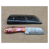 New Damascus Hunting Knife w/ Sheath
