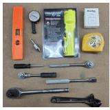 Levels, Tire Gauge, Tape Measure & Tools