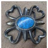 Southwestern Brass Heart Caochon Center Buckle