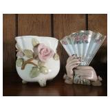 Footed Rose Vase & Lefton Lady