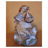 Lefton Maiden Windy Day Picking Flowers Figurine