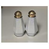 Gold Gilded Top Marble Salt & Pepper Shakers