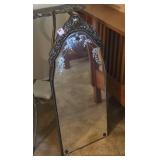 1800s-1900s Floral Etched Hanging Mirror