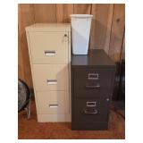2pc File Cabinets w/ Office Trash Can