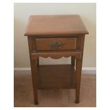 Single Drawer Wooden Side Table w/ Bottom Shelf