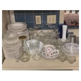 Plates, Bowls, Vases, Wine Glasses, Saucers +