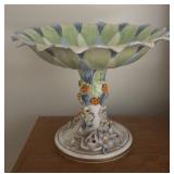 Itailian Majolica Compote Pedestal Dish