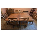 Bassett Mission Style Solid Oak Table w/ 6 Chairs