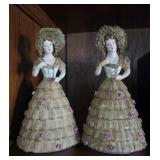 2 Occupied Japan Lady in Gown Figures