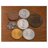 Shell Oil Man, Mardi Gras, Wooden Nickel, Tokens +