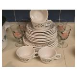 Pink Dogwood Dishes-4 Place Setting