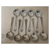 Sterling Silver Round Soup Bowl Spoons- 9 total