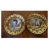 Brass Butterfly Cottage Landscape Decorative Plate
